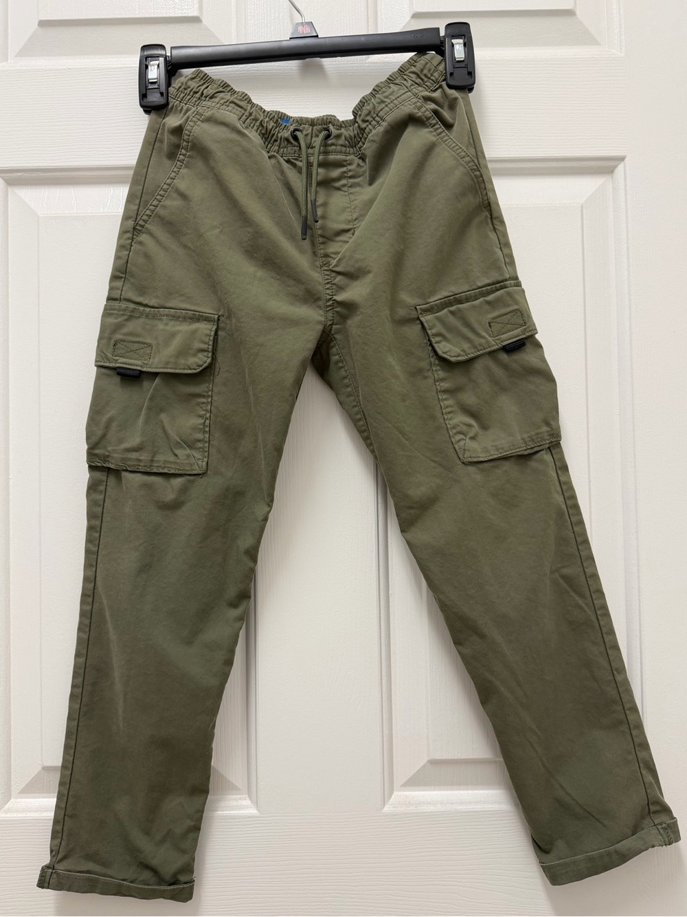 Old Navy Tech Taper Quick Dry Cargo Pants, Olive, Elastic Waist With Drawstring